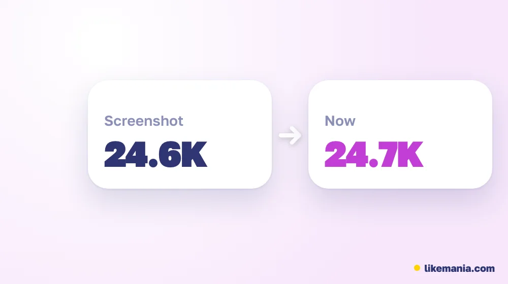 Comparison: a friend's screenshot shows 24.6K while the count today is 24.7K